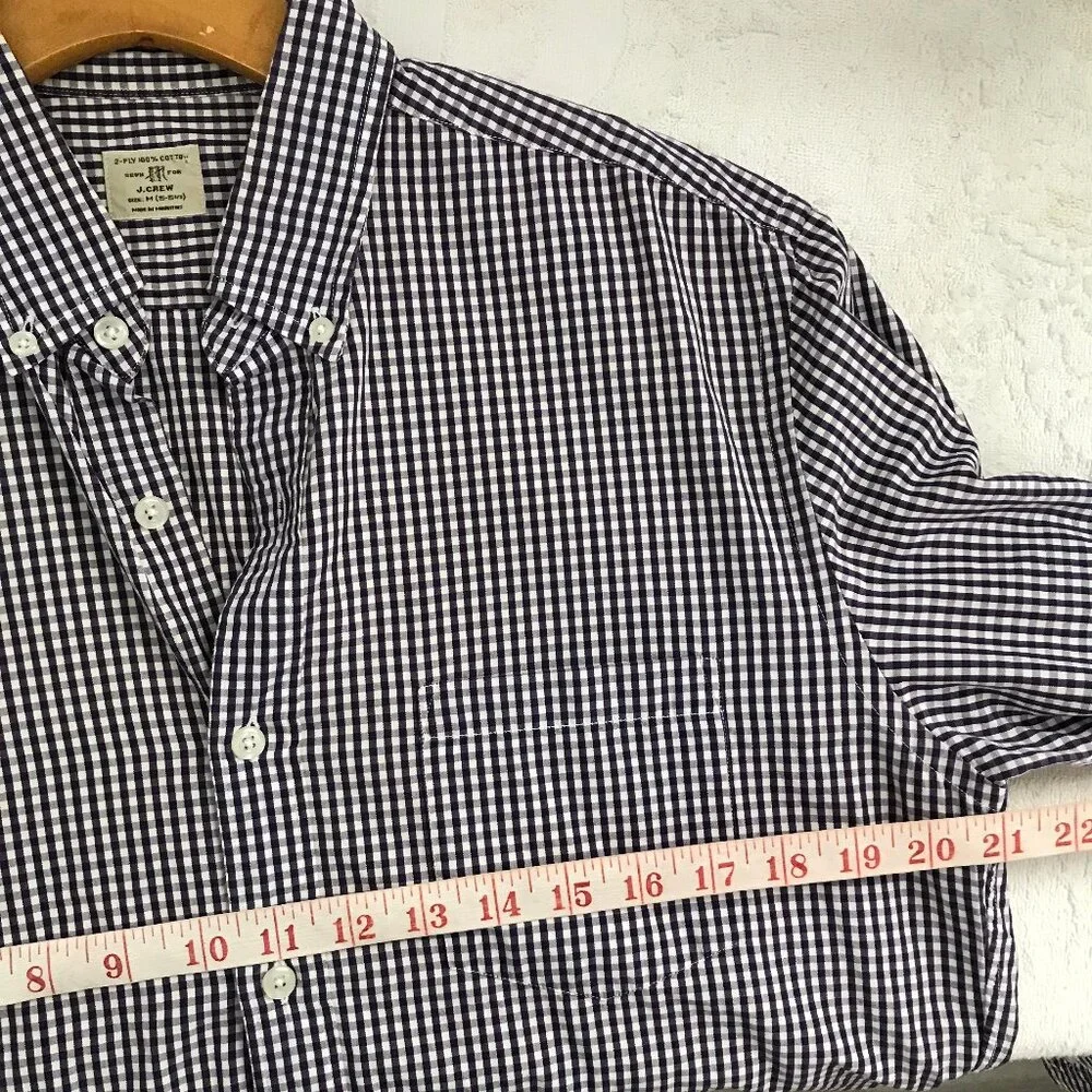 J CREW PURPLE SHIRT GINGHAM CHECK LONG SLEEVE POPLIN PREPPY MENS MEDIUM